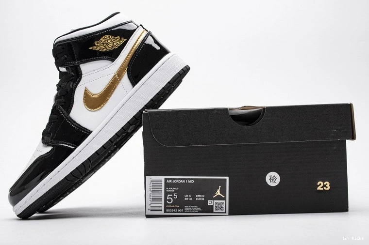 White   Patent Jordan 852542-007 Black 1 Mid Gold 0225